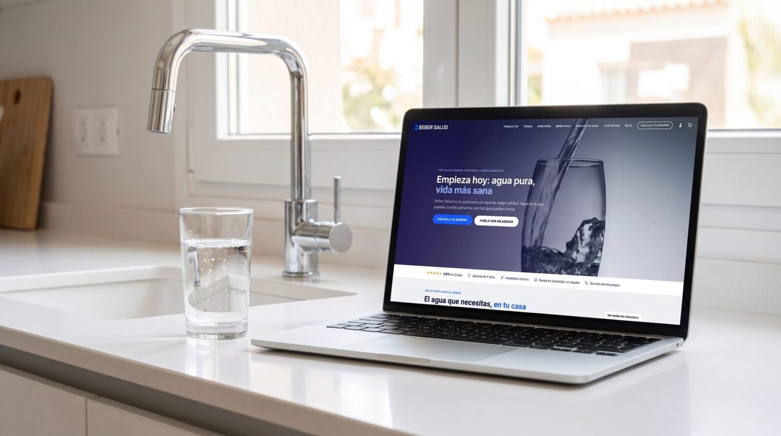 Web de Beber Salud en un ordenador, en su contexto